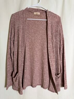 Urban Girl Mauve Ribbed Open Front Cardigan Women’s Small Lightweight Duster